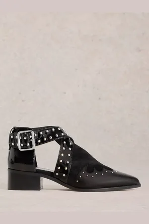 White Stuff Leather Studded Cutout Pointed Boots
