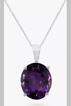 E.W Adams 9ct White Gold Oval Pendant Necklace