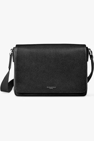 ASPINAL OF LONDON Reporter Pebble Leather Messenger Bag