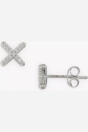 London Road 9ct White Gold Diamond Kiss Stud Earrings