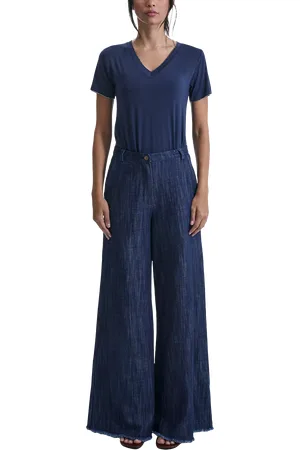 James Lakeland Frayed Wide Leg Jeans
