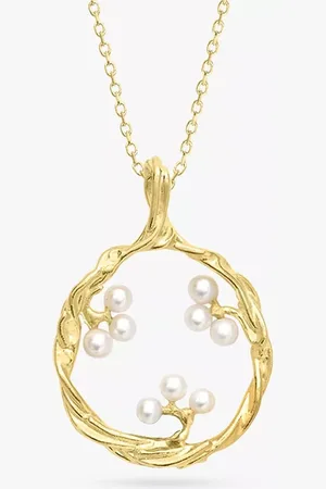 London Road Burlington 9ct Yellow Willow Pearl Pendant Drop Necklace