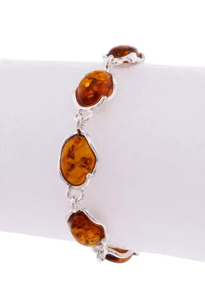 Be-Jewelled Baltic Amber Station Bracelet, Silver