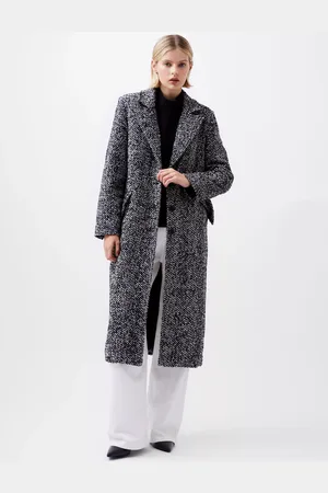 French Connection Chantelle Herringbone Wool Blend Coat