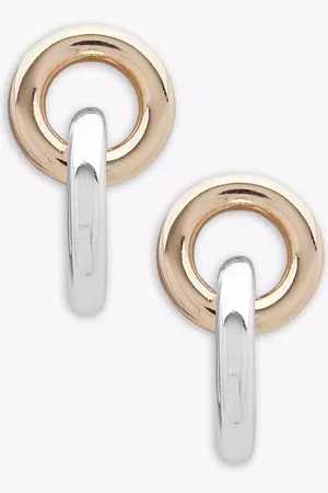 Ralph Lauren Lauren Two Tone Circle Link Drop Earrings, Silver/Gold