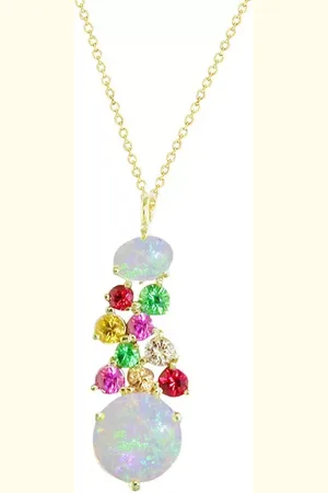 London Road 9ct Yellow Gold Diamond and Gemstones Bloomsbury Harlequin Pendant Necklace