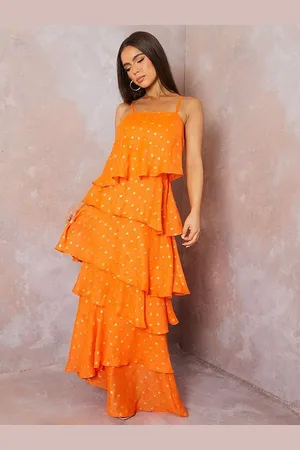 Chi Chi London Foil Spot Print Tiered Maxi Dress