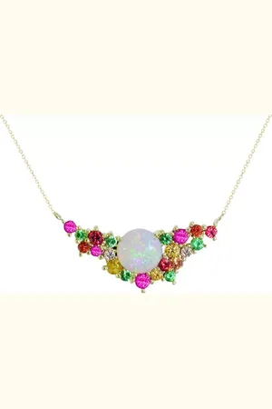 London Road 9ct Yellow Gold Diamond and Gemstones Bloomsbury Harlequin Necklace