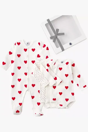 Petit Bateau Baby Heart Print Bodysuit & Sleepsuit Gift Set