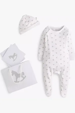 The Little Tailor Baby Cotton Rocking Horse Sleepsuit & Hat Set