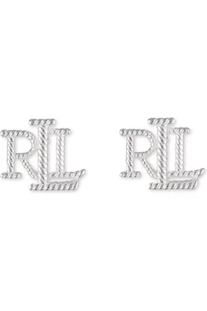 Ralph Lauren Lauren Sterling Rope Texture Logo Initial Stud Earrings