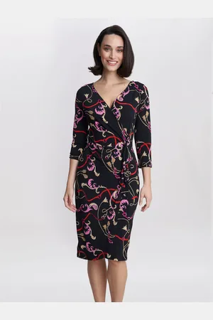 Gina Bacconi Alexandra Printed Jersey Ruffle Dress