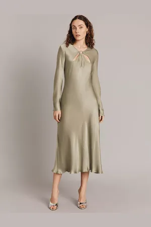 Ghost Freya Cut-Out Detail Satin Midi Dress
