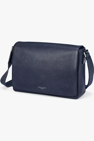ASPINAL OF LONDON Reporter Pebble Leather Messenger Bag
