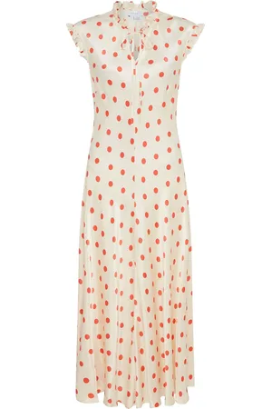 Ghost Cicely Polka Dot Satin Midi Dress
