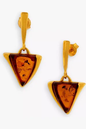 Be-Jewelled Baltic Amber Triangle Drop Earrings
