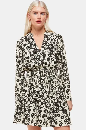 Whistles Petite Riley Floral Print Shirred Mini Dress