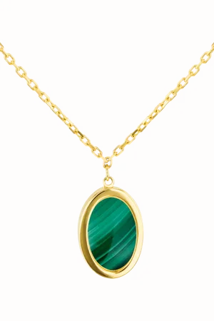 IBB 9ct Malachite Oval Chain Necklace