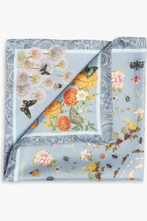 Simon Carter Italian Silk Botanical Pocket Square