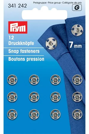 Prym Sew-on Fasteners, Pack of 12, 9mm