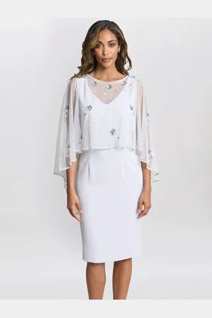 Gina Bacconi Vera Floral Beaded Cape Dress