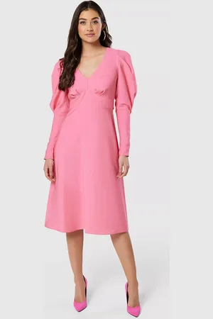 Closet V-Neck Puff Sleeve Midi Dress