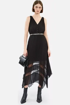 The Kooples Sleeveless Pleated Midi Dress
