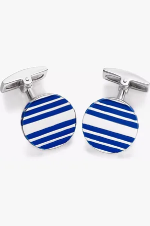Hoxton Stripe Enamel Stripe Round Cufflinks