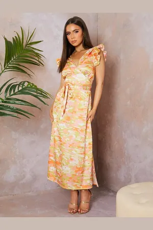 Chi Chi London Abstract Foil Spot Print Wrap Midi Dress