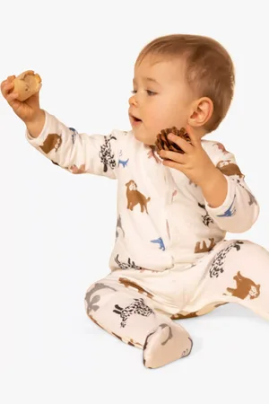 Petit Bateau Baby Dog Print Fleece Sleepsuit