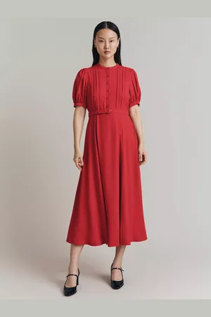 Ghost Francis Pintuck Detail Midi Dress