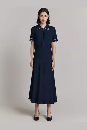 Ghost Sophia Contrast Piping Midi Dress