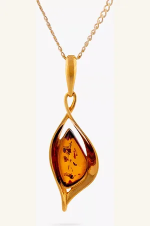Be-Jewelled Twist Amber Pendant Necklace