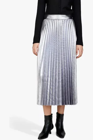 Sisley Glossy Midi Pleated Skirt