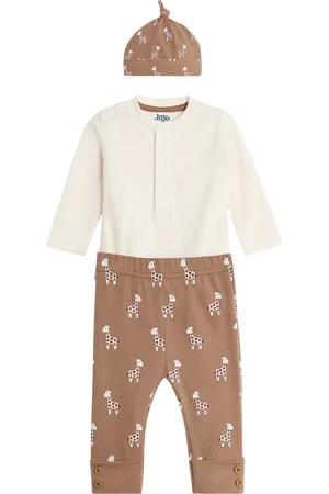 JoJo Maman Bébé Baby Giraffe Bodysuit, Trousers & Hat Set