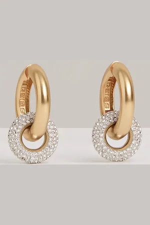Reiss Amber Pave Statement Hoop Earrings