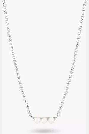 Timeless Triple Pearl Bar Pendant Fine Chain Necklace