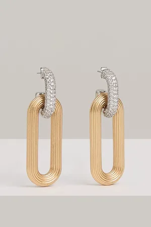 Reiss Callie Contour Pave Crystal Drop Earrings