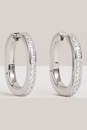 Reiss Mia Modern Crystal Hoop Earrings