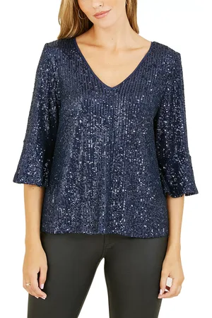 Yumi Flute Sleeve Sequin Top