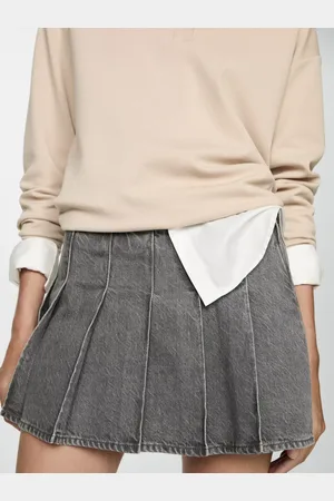 MANGO Jen Pleated Denim Mini Skirt