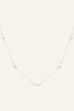 IBB 9ct Pearl Station Chain Necklace