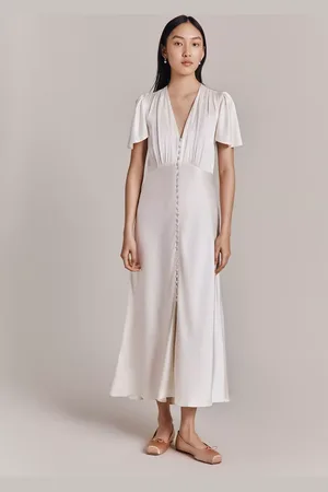 Ghost Grace Bias Cut Satin Midi Dress