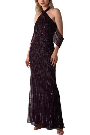RAISHMA Mia Sequin Beaded Off Shoulder Maxi Dress
