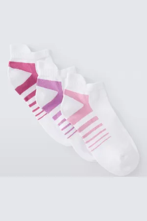 John Lewis Stripe Sports Trainer Socks Size 4-8