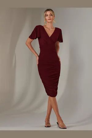 Jolie Moi Ruched Bodycon Midi Dress
