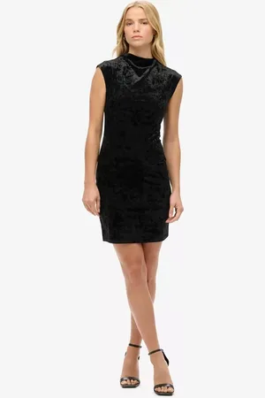 Superdry Velvet Bodycon Dress, Polignac Pink