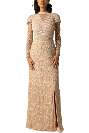 RAISHMA Casey Scalloped Beaded Maxi Gown