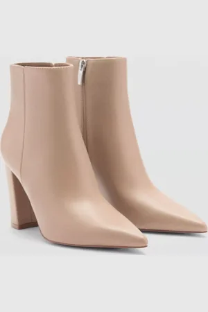 MANGO Brun Heeled Pointed Ankle Boots