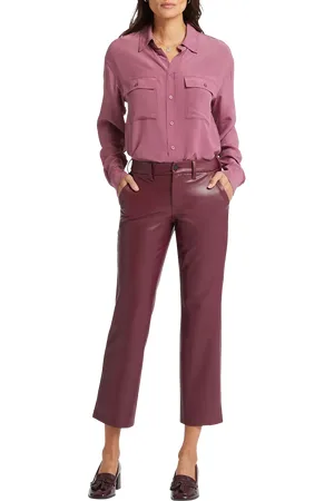 NYDJ Faux Leather Straight Ankle Grazer Trousers